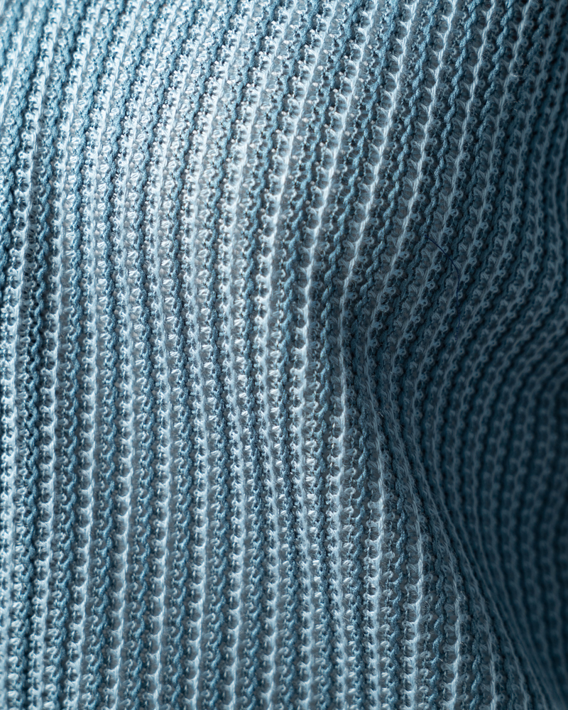Crochet Shirt in Slate Blue with Stripes - Image 3
