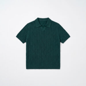 Diamond Knit Polo in Bottle Green