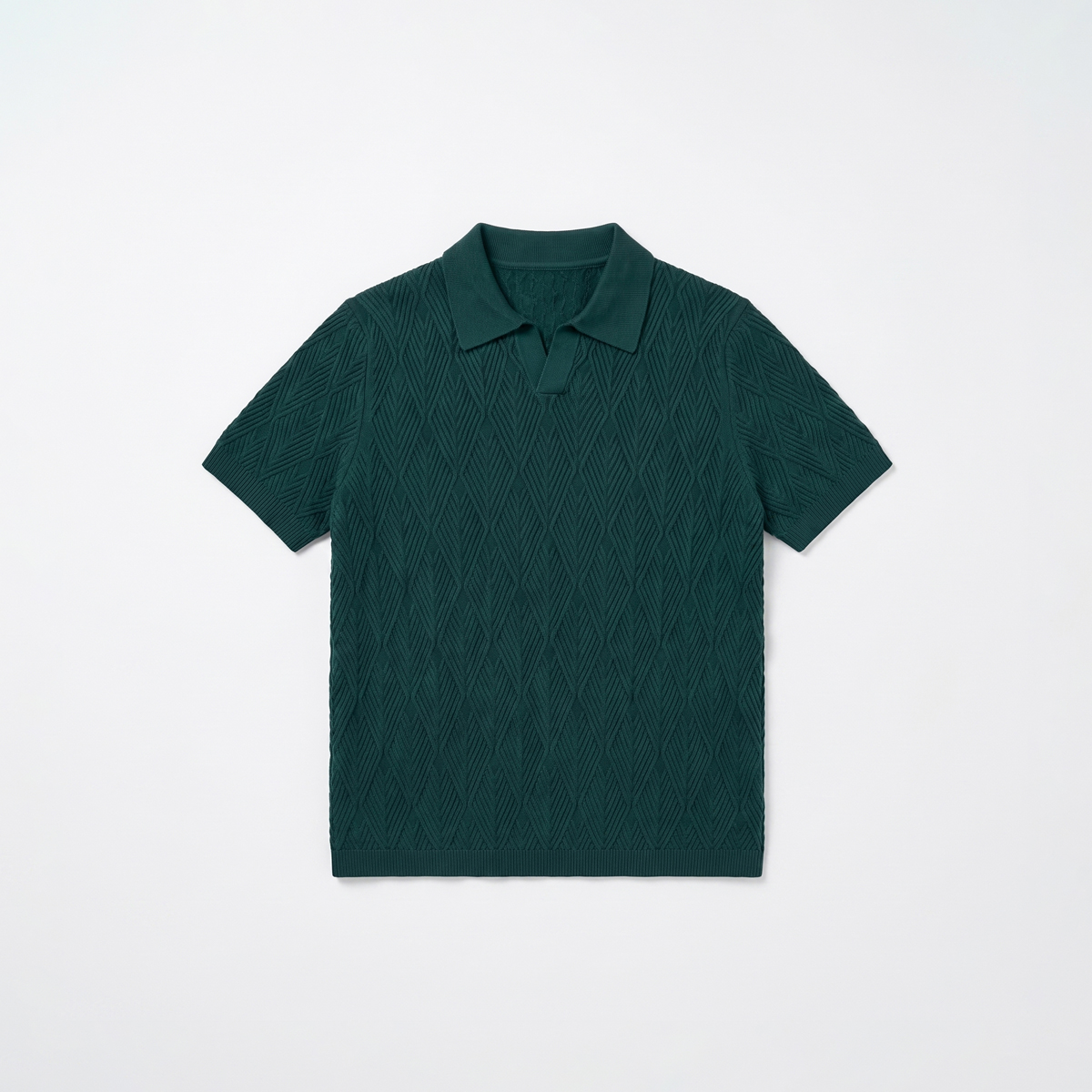 Diamond Knit Polo in Bottle Green