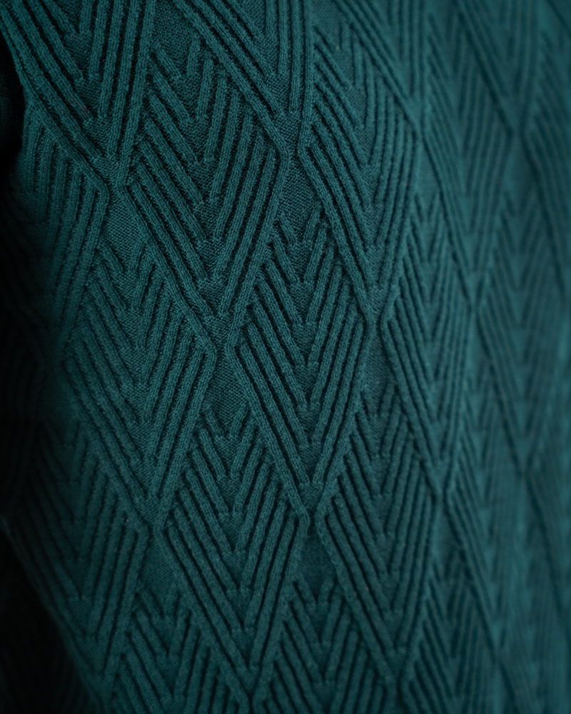 Diamond Knit Polo in Bottle Green - Image 3