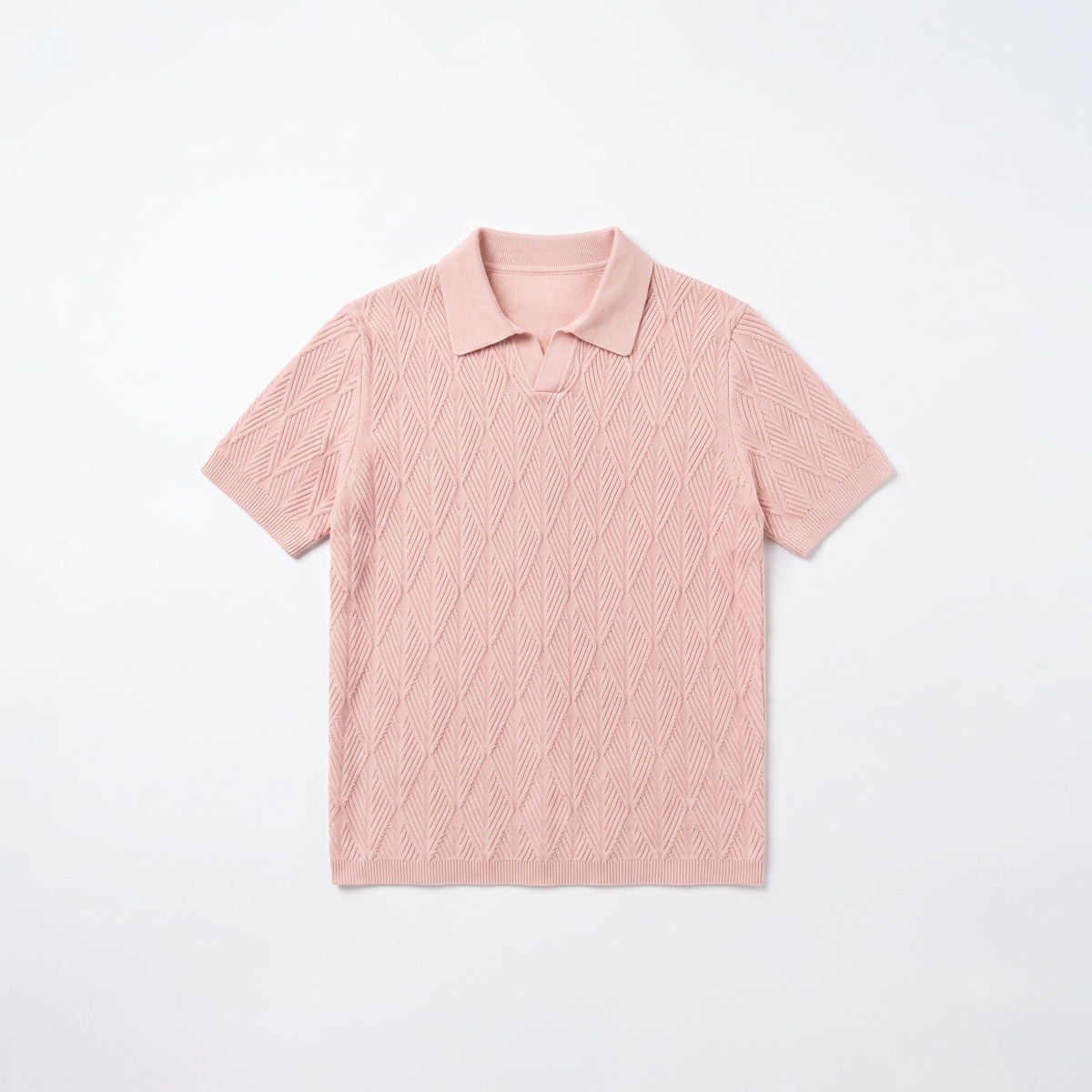 Diamond Knit Polo in Light Pink