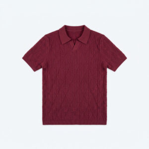 Diamond Knit Polo in Maroon