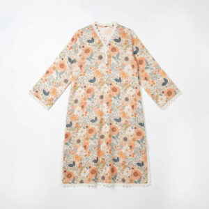 Floral Printed Kaftan Top in White