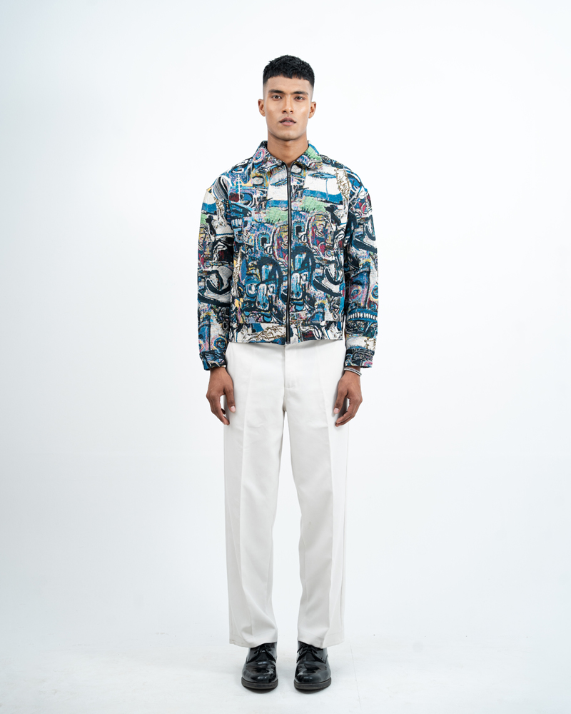 Graffiti Textured Jacket in Blue - Image 4