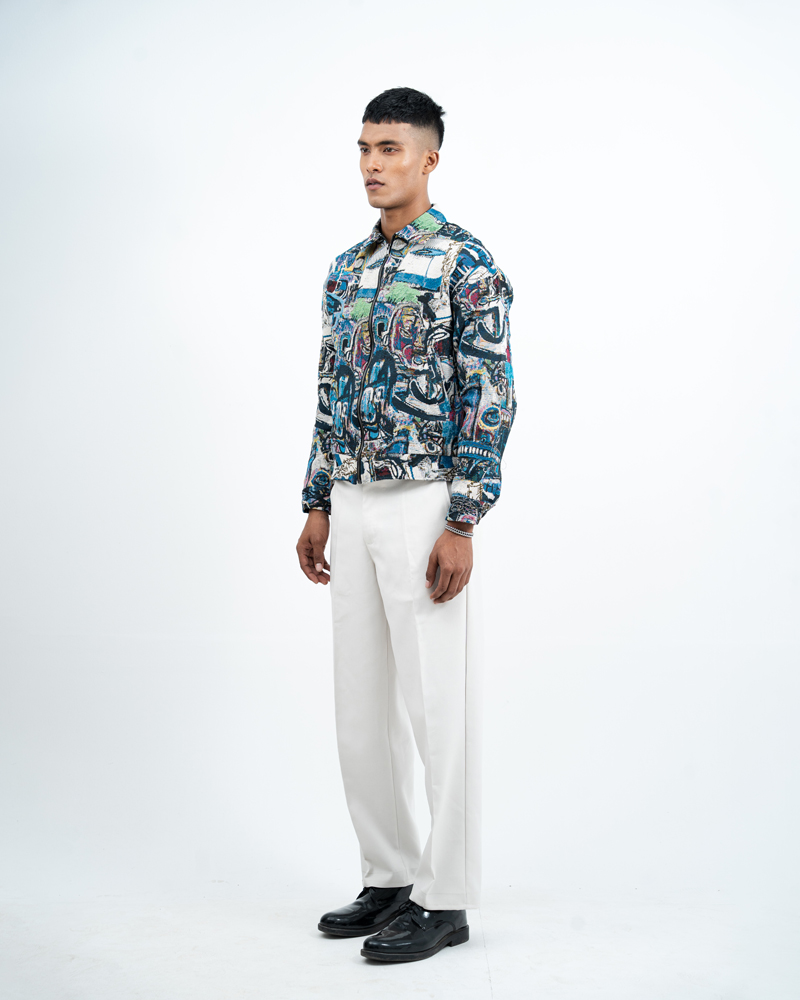 Graffiti Textured Jacket in Blue - Image 6
