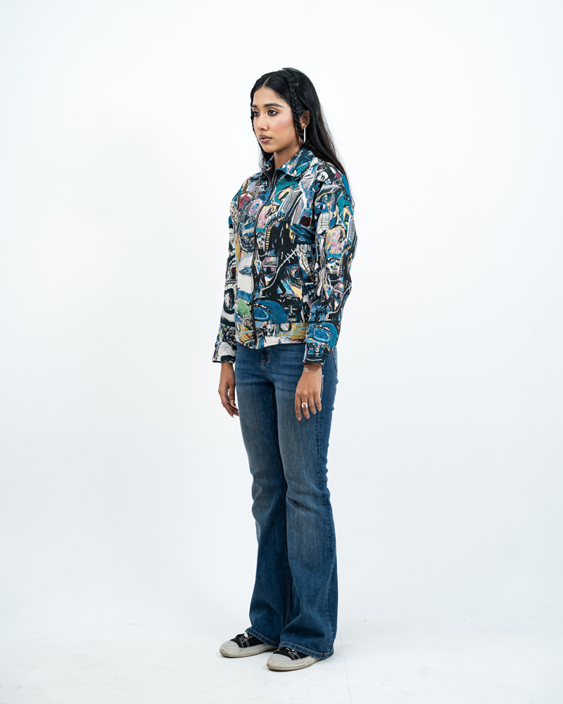 Graffiti Textured Jacket in Blue - Image 7