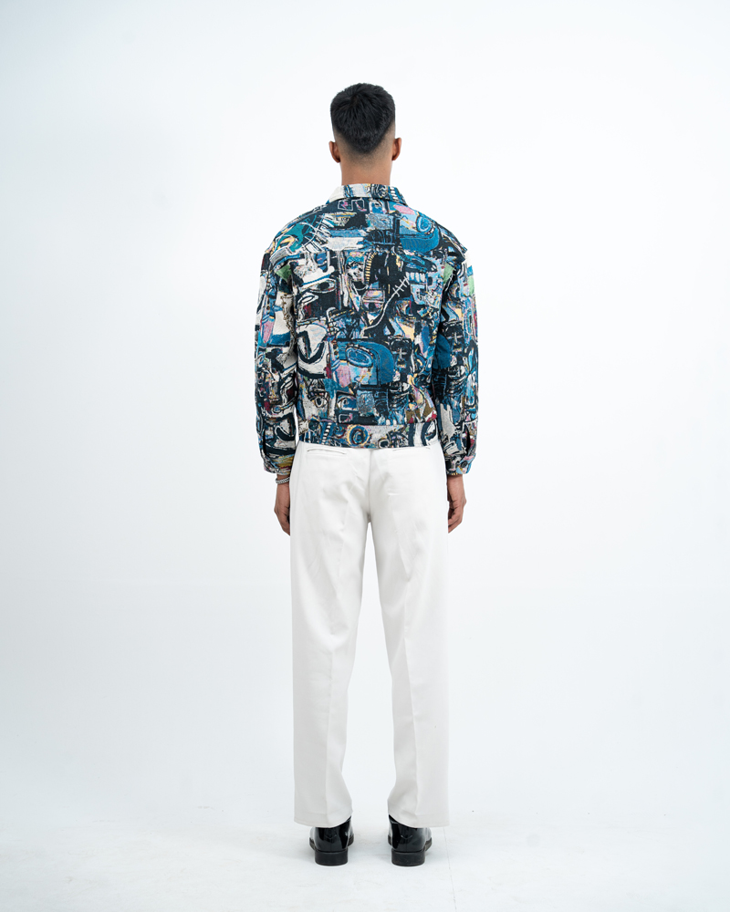 Graffiti Textured Jacket in Blue - Image 8