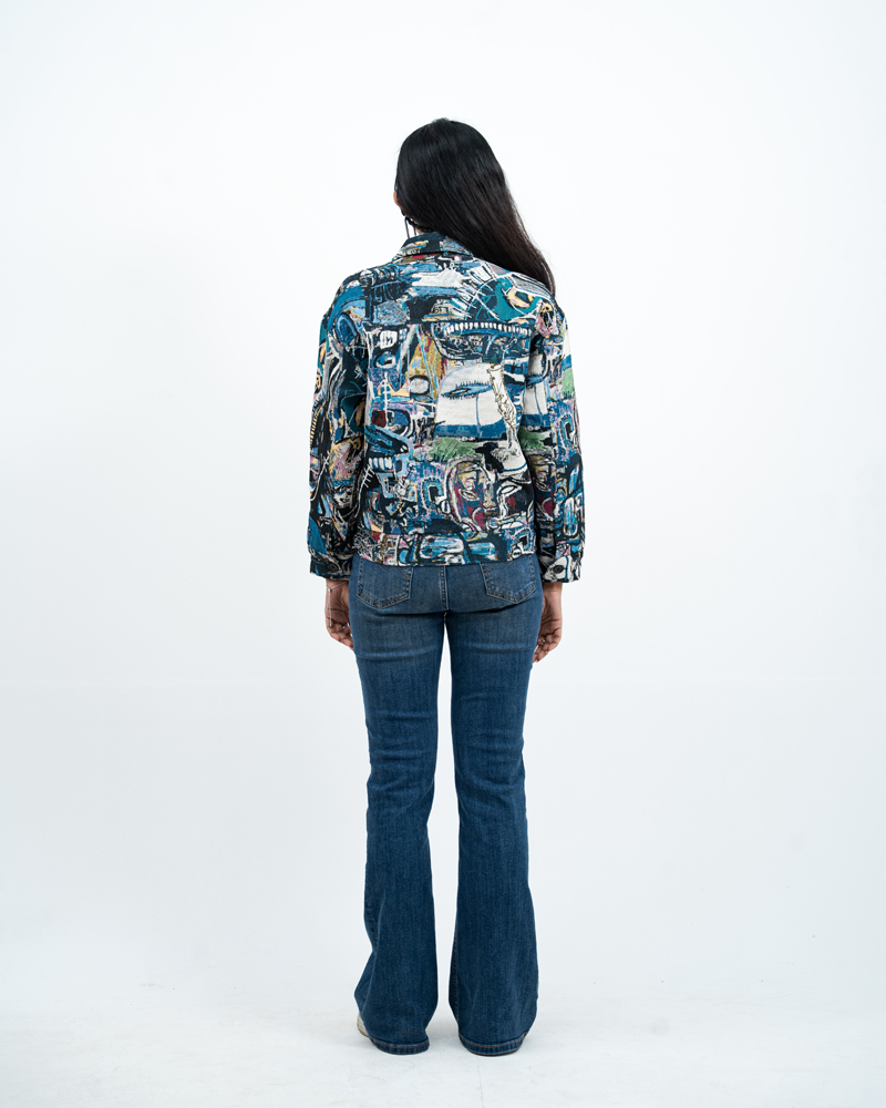 Graffiti Textured Jacket in Blue - Image 9