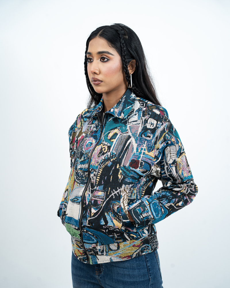 Graffiti Textured Jacket in Blue - Image 11