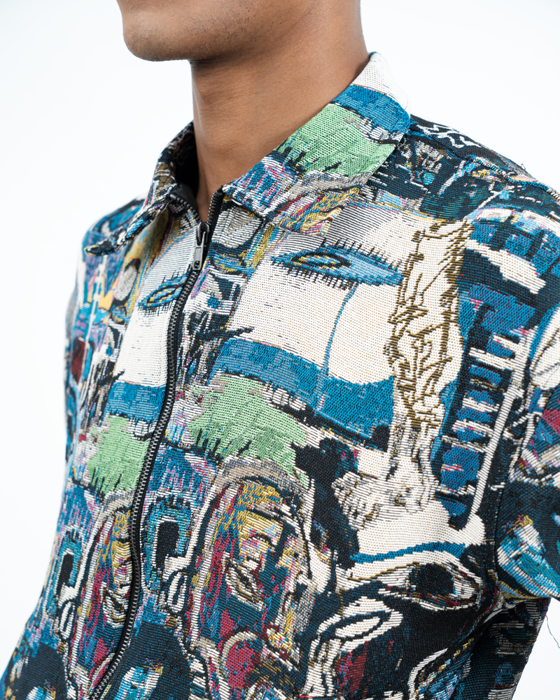Graffiti Textured Jacket in Blue - Image 12