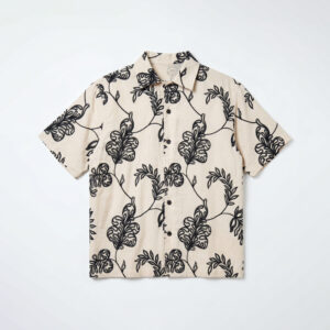 Half Sleeve Embroidered Boxy Shirt in Cream