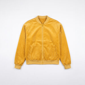 Velvet Bomber Jacket in Mustard Yellow