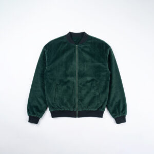 Velvet Bomber Jacket in Bottle Green