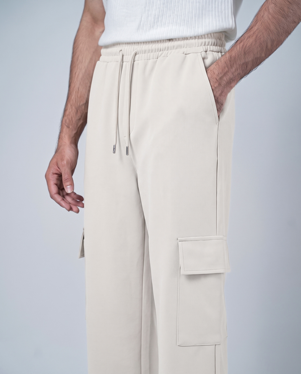 Baggy Fit Cargo Pants in Off-White - Image 4