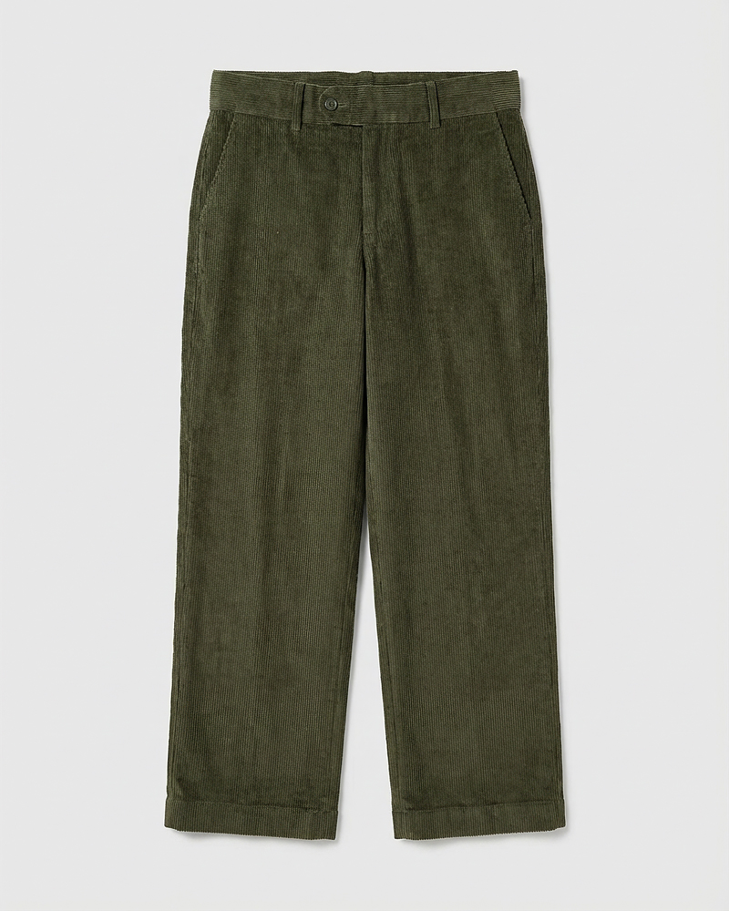 Men's Baggy Cord Pants in Green