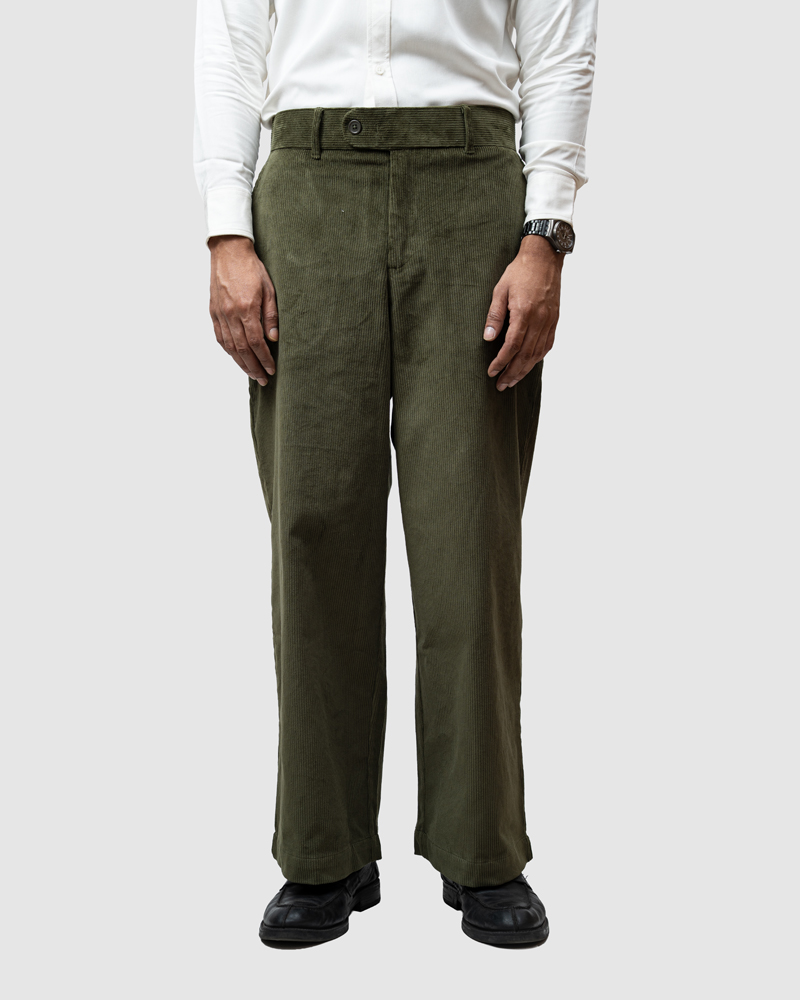 Men's Baggy Cord Pants in Green - Image 6