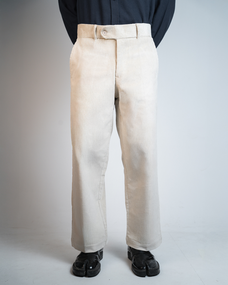 Men's Baggy Cord Pants in Off-White - Image 3