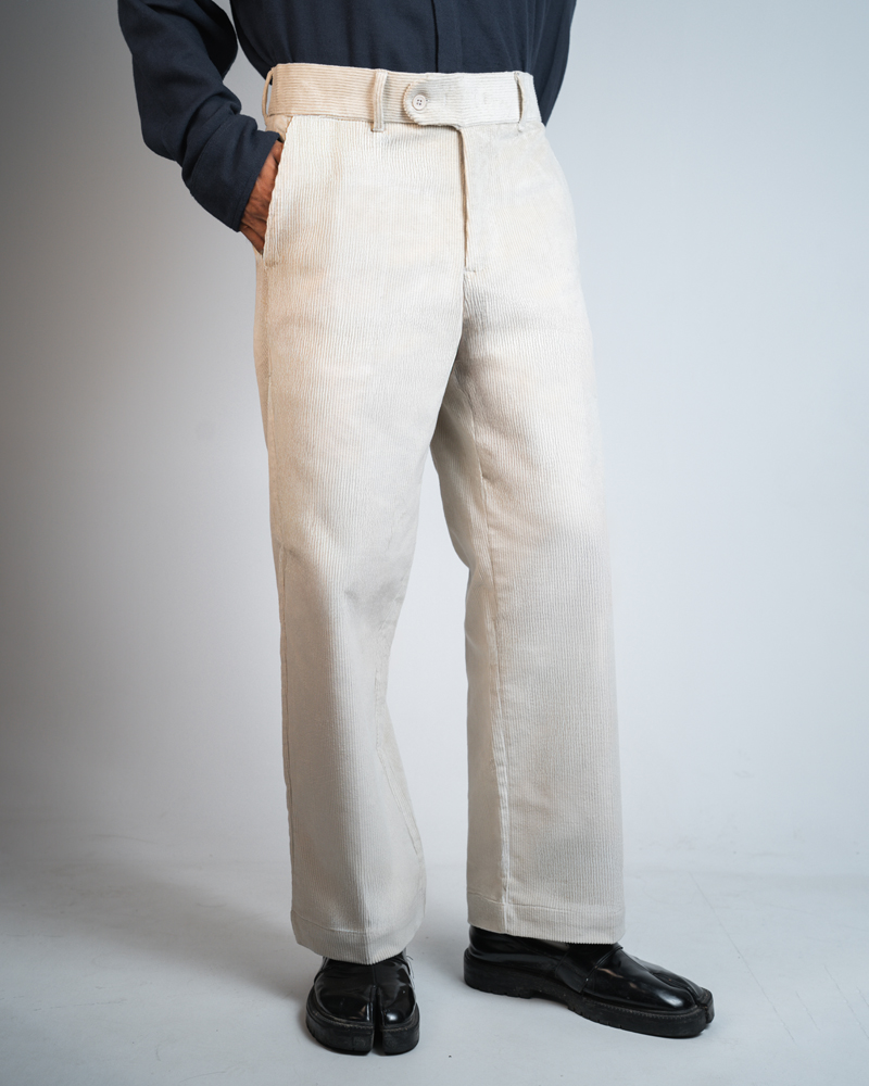Men's Baggy Cord Pants in Off-White - Image 4