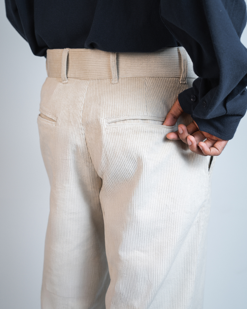 Men's Baggy Cord Pants in Off-White - Image 5