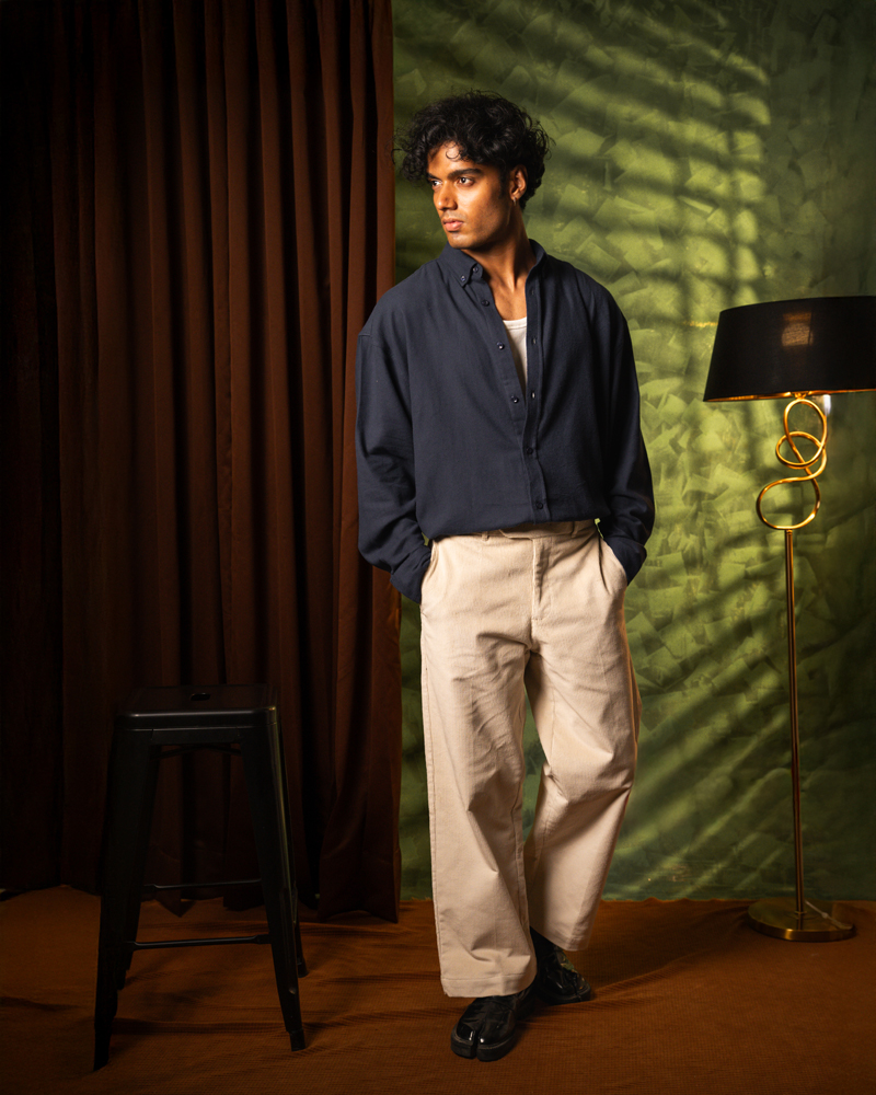 Men's Baggy Cord Pants in Off-White - Image 9