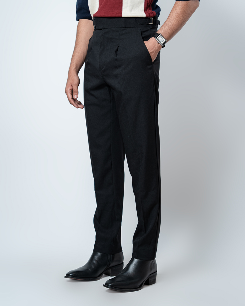 Men’s Black Classic Pleated Gurkha Pants with New Belt - Image 5