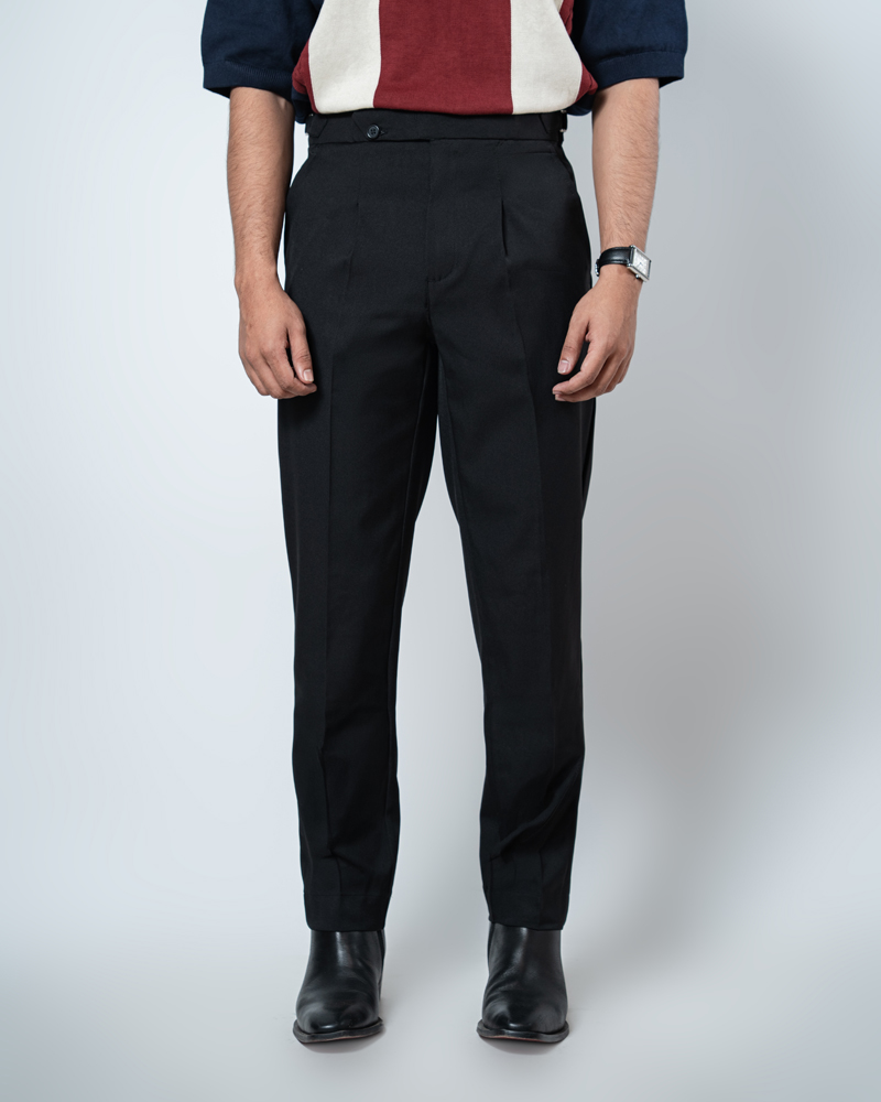 Men’s Black Classic Pleated Gurkha Pants with New Belt - Image 6