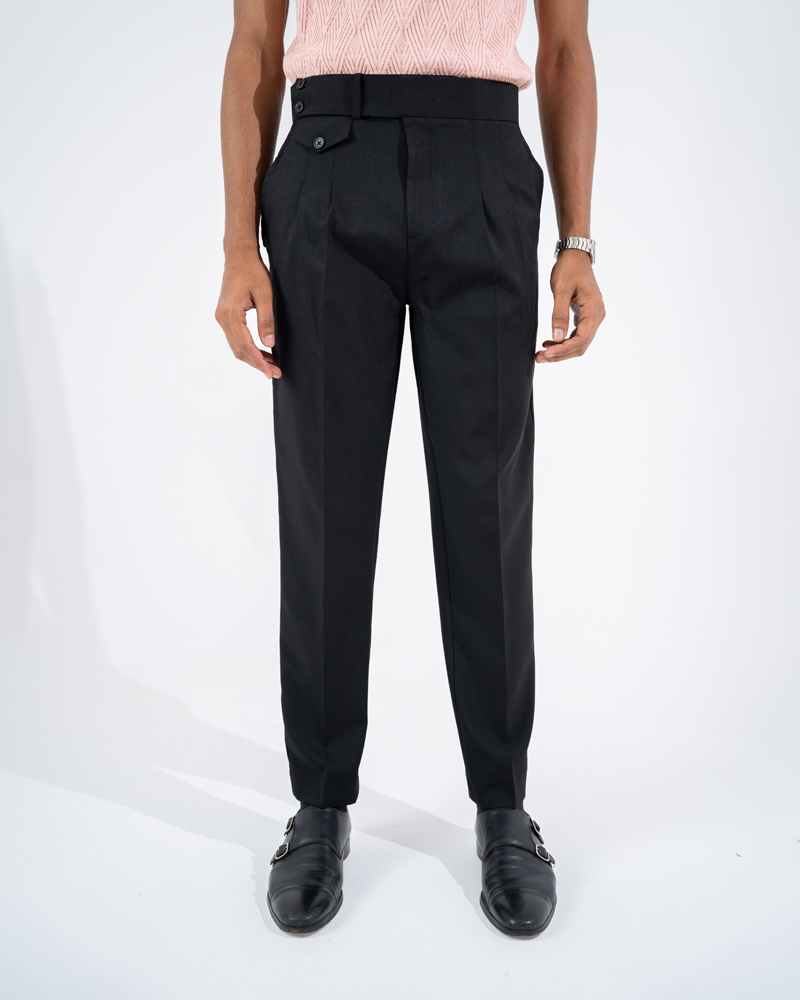 Men’s Black Formal Pleated Pants - Image 2