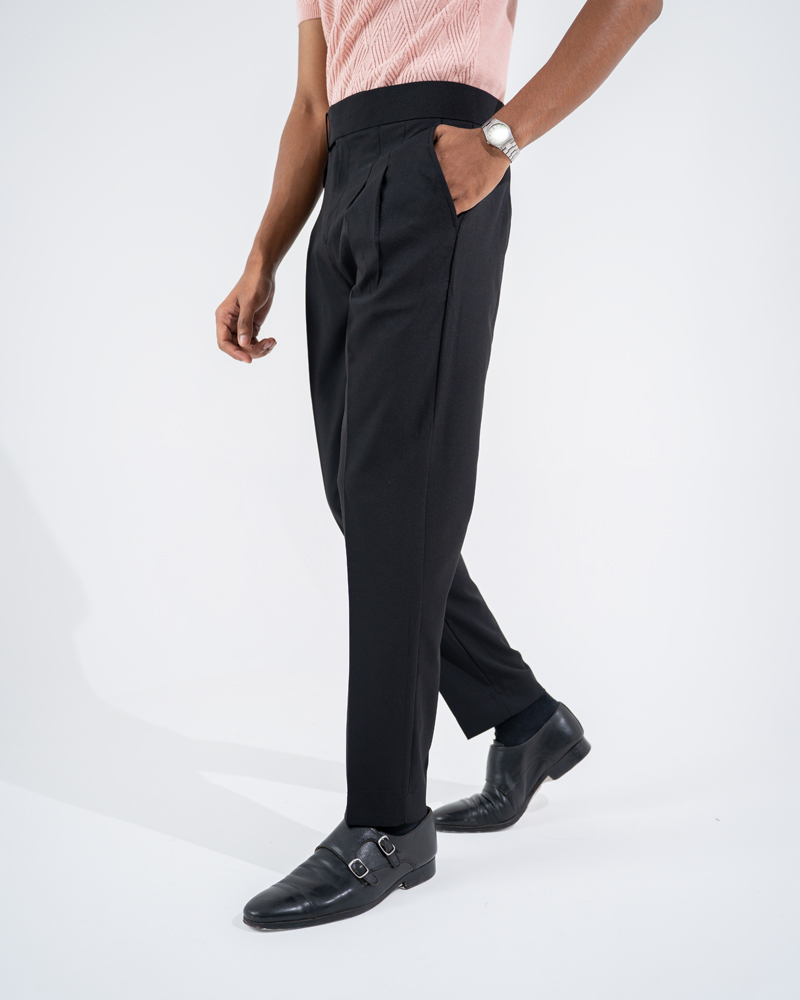 Men’s Black Formal Pleated Pants - Image 3