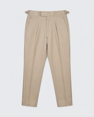 Men’s Cream Classic Pleated Gurkha Pants with New Belt