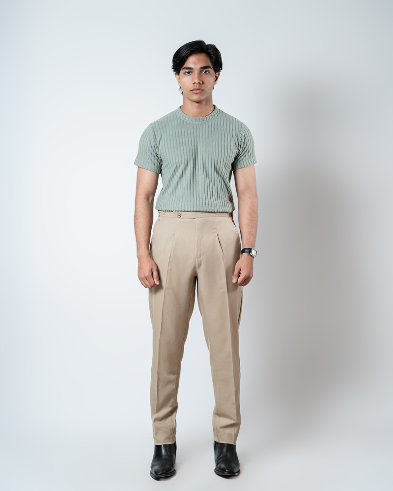 Men’s Cream Classic Pleated Gurkha Pants with New Belt - Image 2