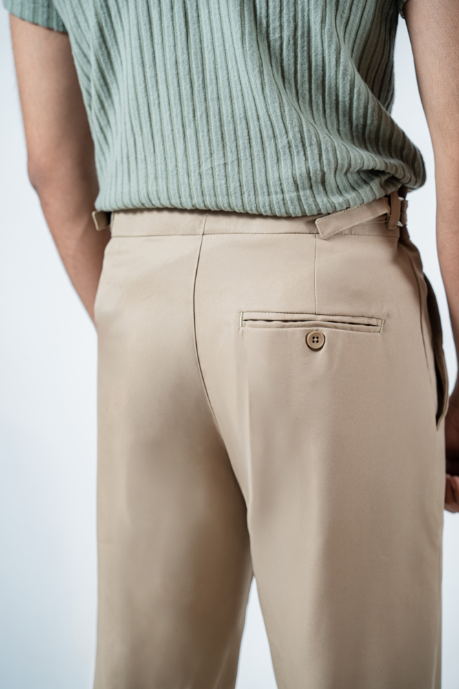 Men’s Cream Classic Pleated Gurkha Pants with New Belt - Image 8