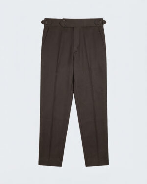 Men’s Dark Brown Classic Pleated Gurkha Pants with New Belt