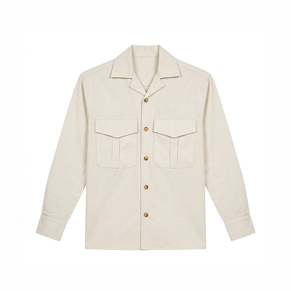 Men's Full Sleeve Safari Shirt in Off White