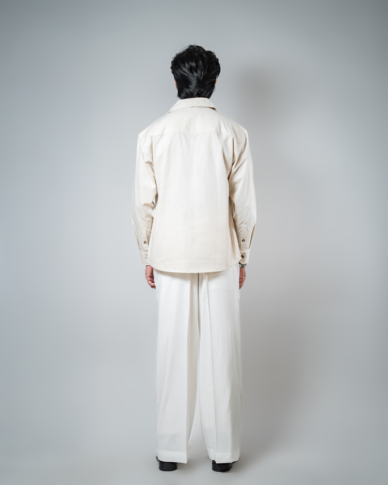 Men's Full Sleeve Safari Shirt in Off White - Image 6