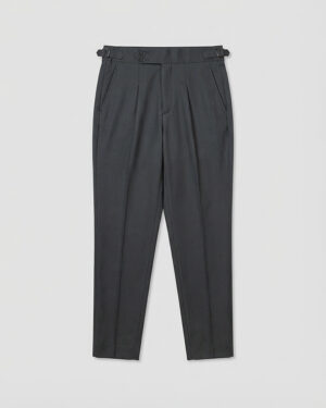 Men’s Light Grey Classic Pleated Gurkha Pants with New Belt