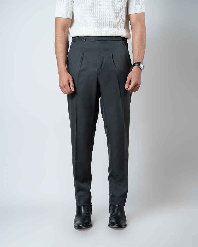 Men’s Light Grey Classic Pleated Gurkha Pants with New Belt - Image 6