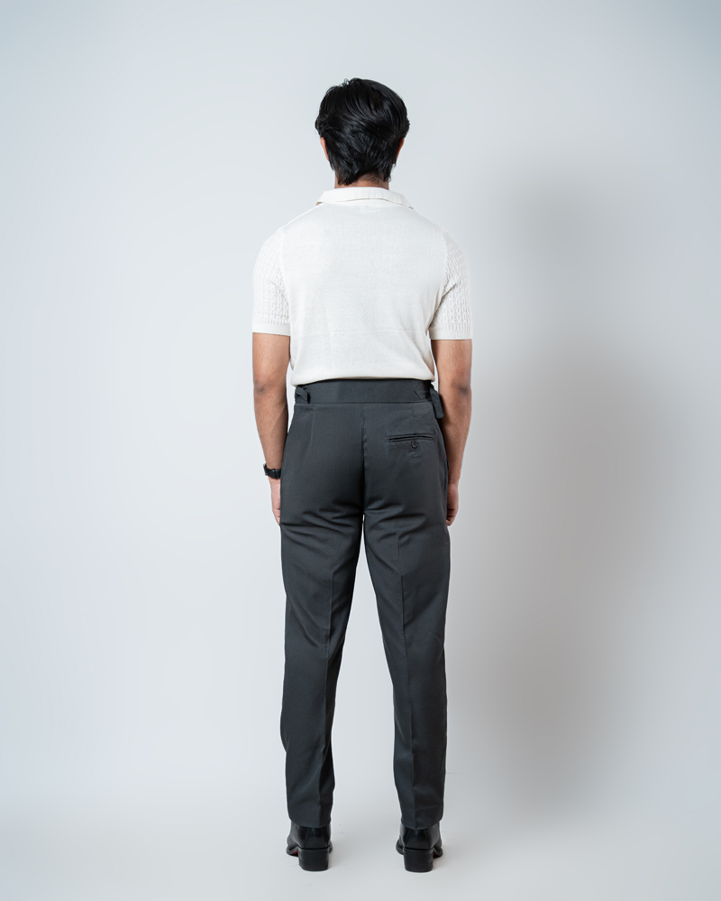 Men’s Light Grey Classic Pleated Gurkha Pants with New Belt - Image 7