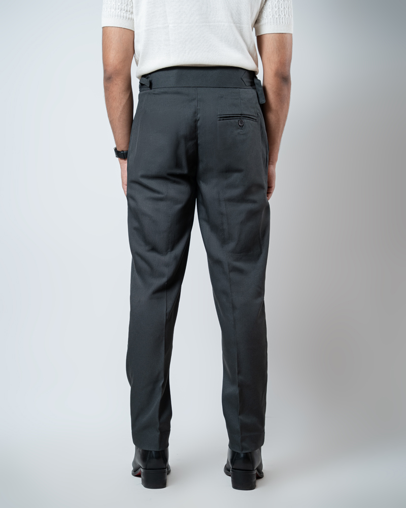 Men’s Light Grey Classic Pleated Gurkha Pants with New Belt - Image 9