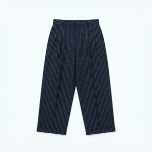 Men's Pinstripe High Waisted Relaxed Pants in Navy Blue