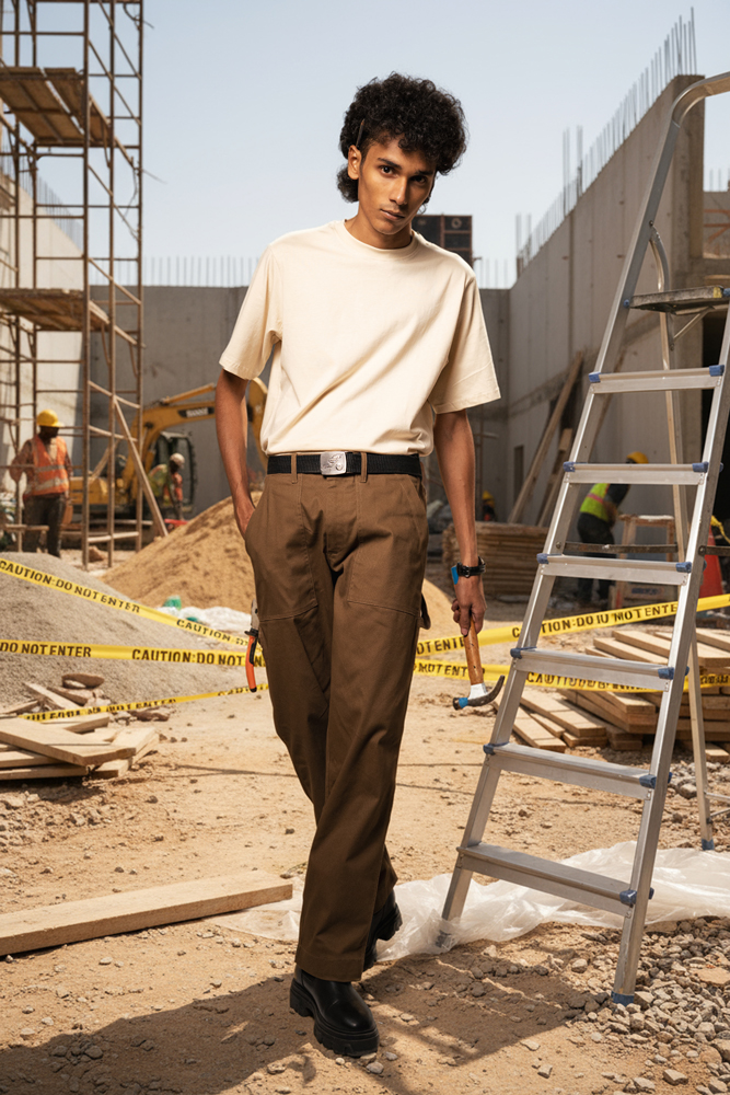 Men’s Straight Fit Carpenter Pants in Brown - Image 2
