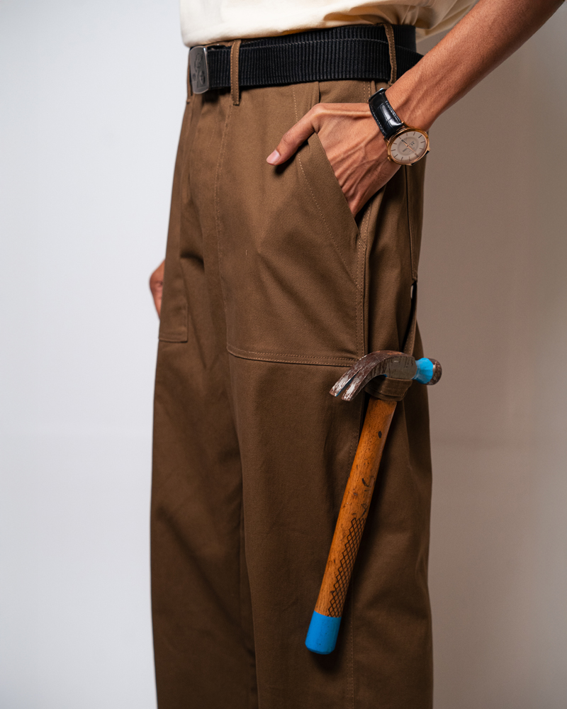 Men’s Straight Fit Carpenter Pants in Brown - Image 9