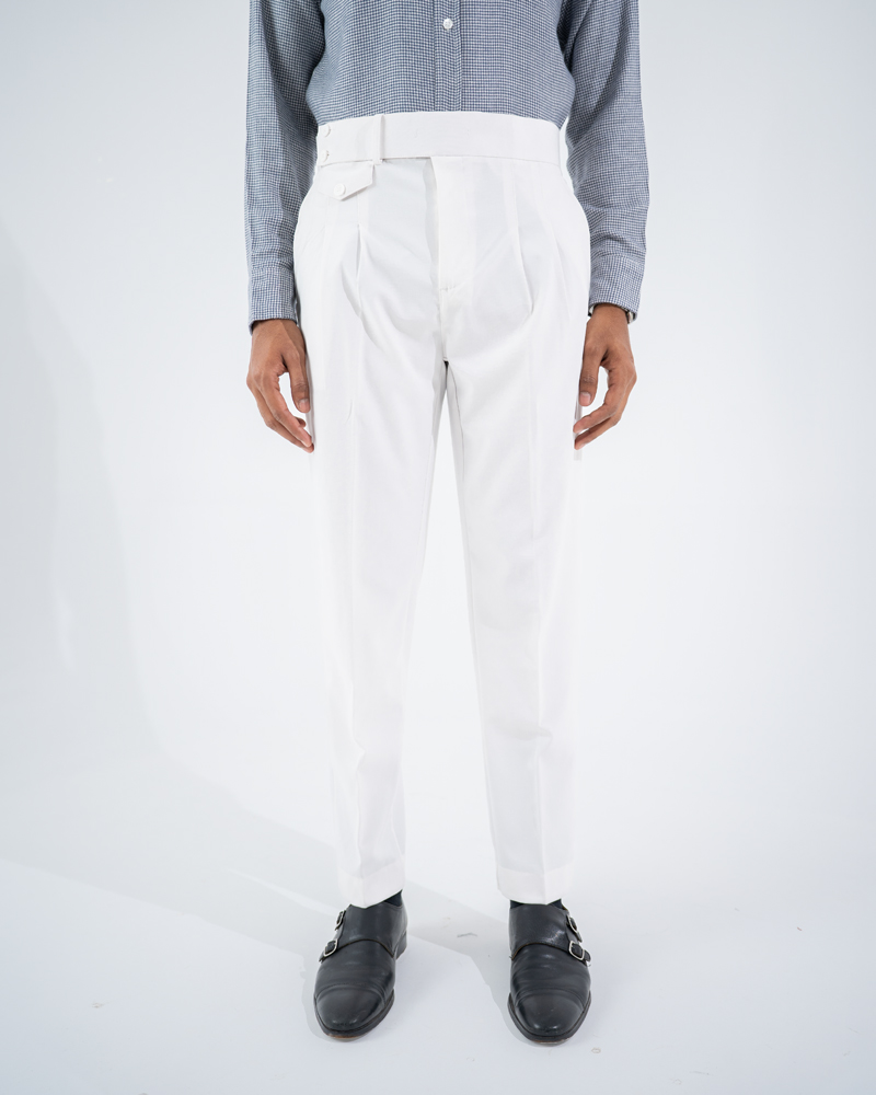 Men’s White Formal Pleated Pants - Image 2