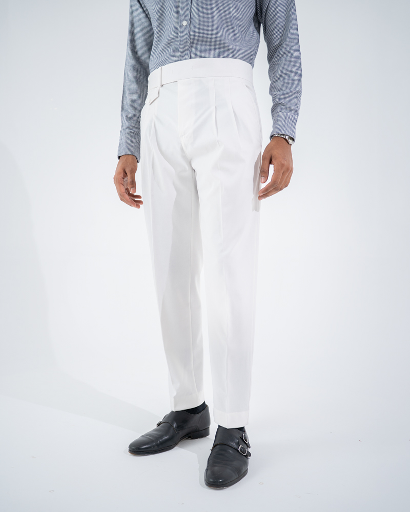 Men’s White Formal Pleated Pants - Image 3