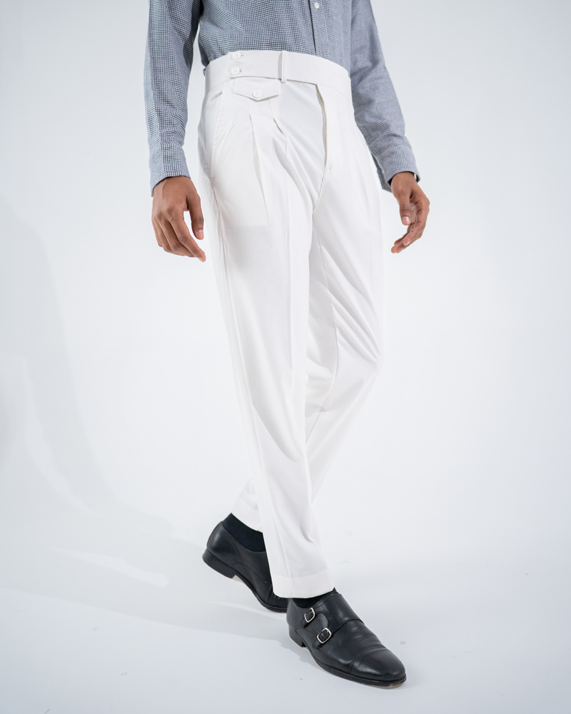 Men’s White Formal Pleated Pants - Image 4