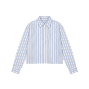 Oversized Cropped Shirt in White & Blue