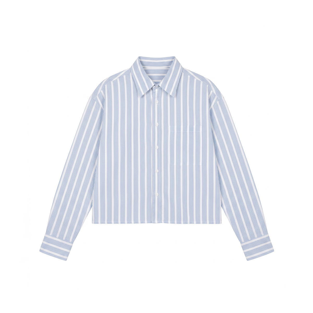 Oversized Cropped Shirt in White & Blue