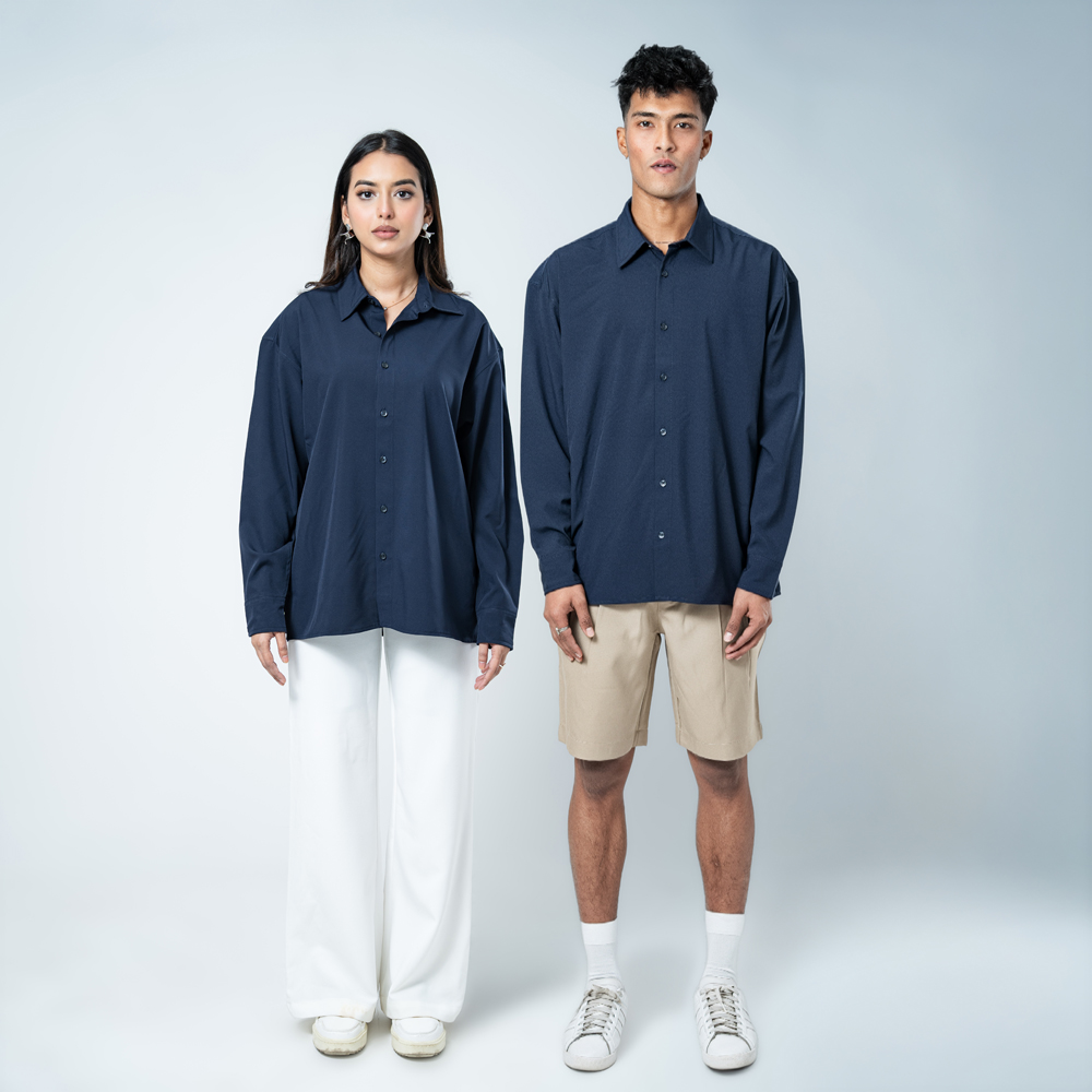 Oversized Flow Shirt in Midnight Blue - Image 2