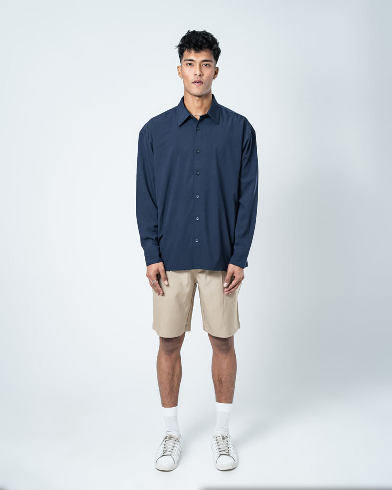 Oversized Flow Shirt in Midnight Blue - Image 3