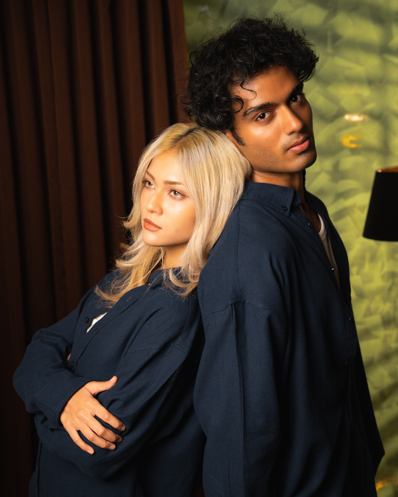 Oversized Long Sleeve Button Down Shirt in Navy Blue - Image 7