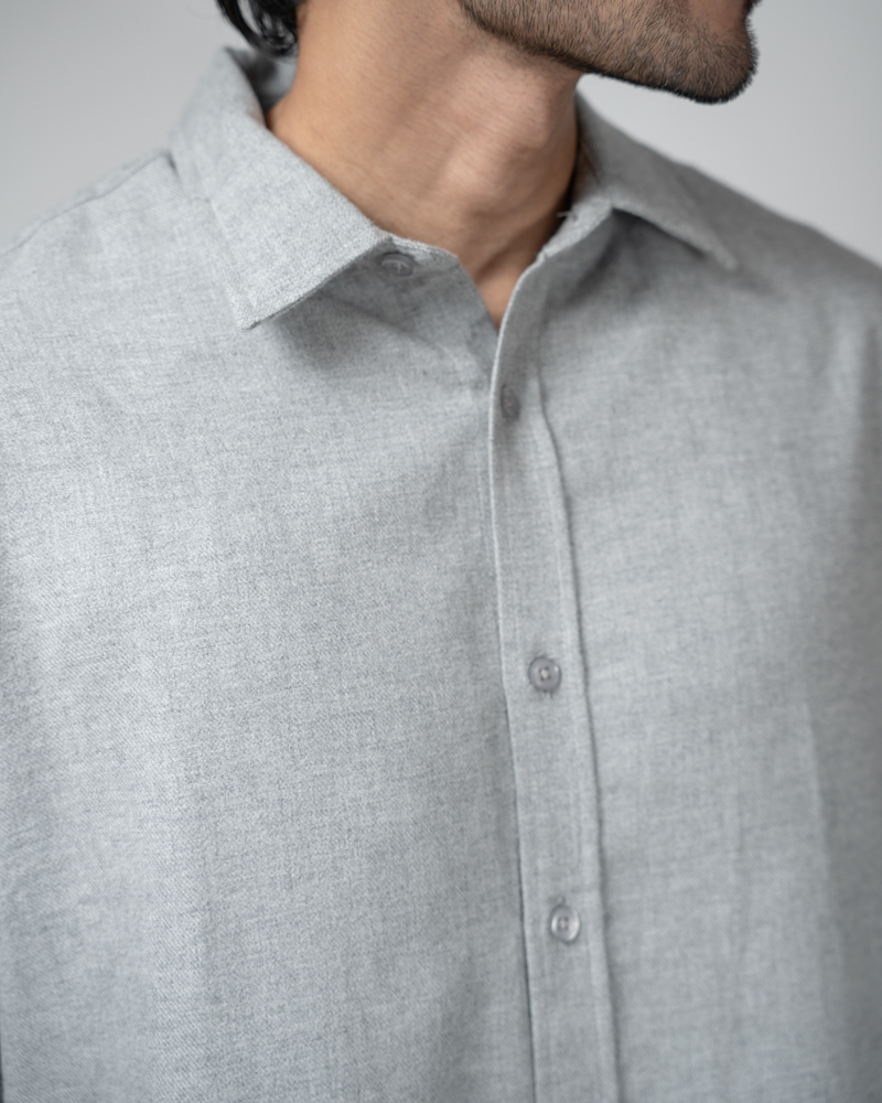 Oversized Long Sleeve Shirt in Light Grey - Image 5